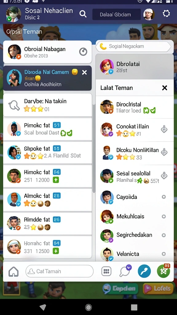 Screenshot menunjukkan fitur interaksi sosial antara pemain.